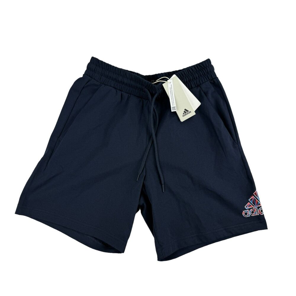 Adidas Mens Essentials Americana Knit Jersey Drawstring 7" Shorts Navy Blue S